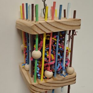 Foraging Cage hanging parrot toy shred forage pine paper steel