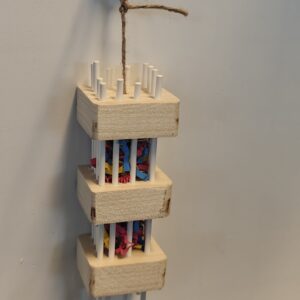 Rebar Column Parrot toy hanging small pine shred paper sticks jute